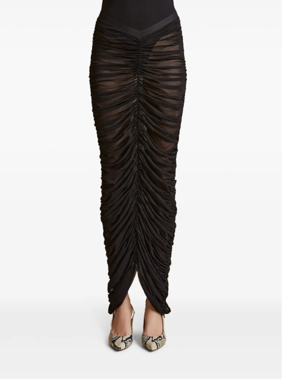 KHAITE Laure Ruched Silk Skirt - Picture 3 of 14